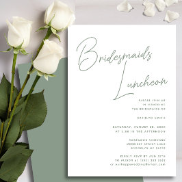 Sage Grönt Whimsical Script Bridesmaids Luncheon Inbjudningar