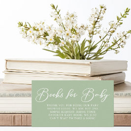 Sage Grönt White Baby Shower Bokar för Baby Tilläggskort
