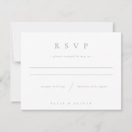 Sage Grönt & White Boho Photo Bröllop Modern OSA Kort