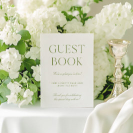 Sage Grönt & White Bröllop Guest Bok Sign Inbjudningar