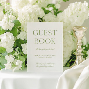 Sage Grönt & White Bröllop Guest Bok Sign Inbjudningar
