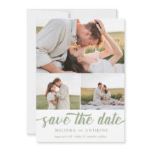 Sage Grönt White Elegant Fold Script Photo Collage