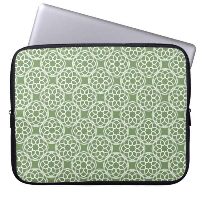 Sage Grönt White Geometric Seamless Mönster Laptop Fodral (Framsidan)