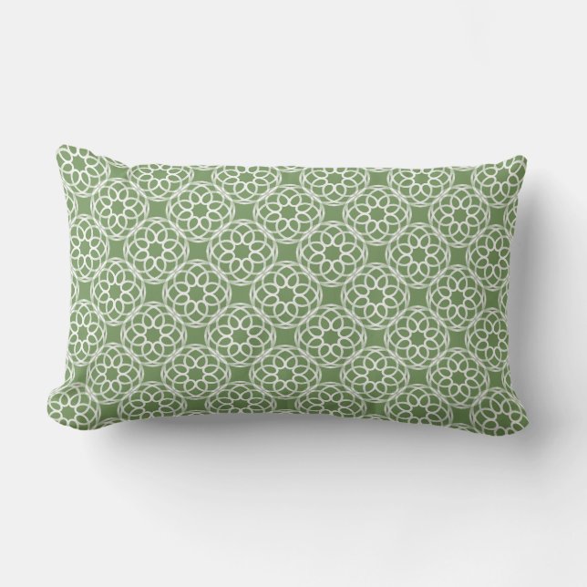 Sage Grönt White Geometric Seamless Mönster Lumbarkudde (Framsida)