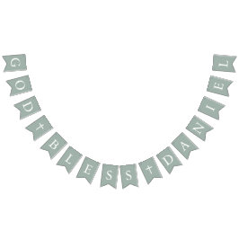 Sage Grönt White Kor Boy Baptism Bunting Flaggor