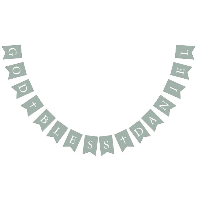 Sage Grönt White Kor Boy Baptism Bunting Flaggor (Alla)