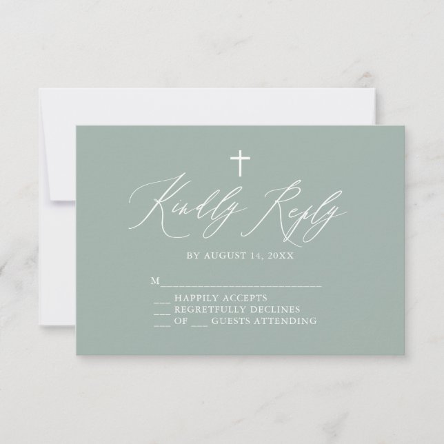 Sage Grönt White Kor Boy Baptism OSA kort (Framsida)