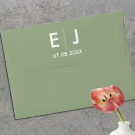 Sage Grönt & White Monogram Bröllop