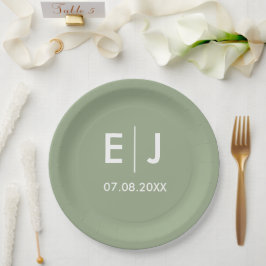 Sage Grönt & White Monogram Bröllop