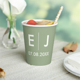 Sage Grönt & White Monogram Bröllop