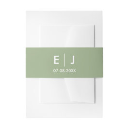 Sage Grönt & White Monogram Bröllop Band För Inbjudningskort