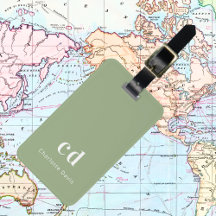 Sage grönt white monogram initialer