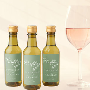 Sage Grönt White Personlig Bröllop Mini Vinetikett