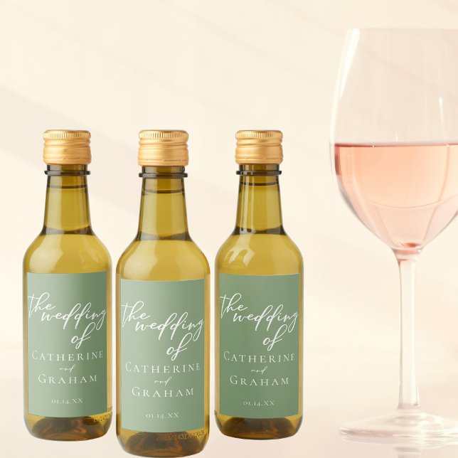 Sage Grönt White Personlig Bröllop Mini Vinetikett (Skapare uppladdad)