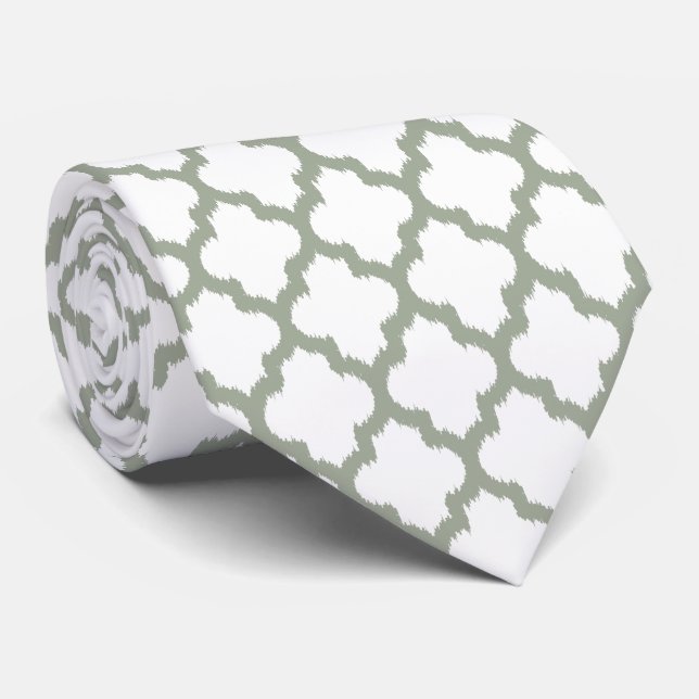 Sage-grönt & White Quatrefoil Modern Mönster Slips (Rullad)