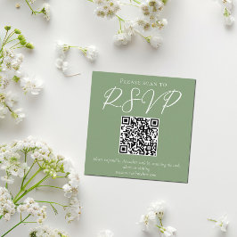 Sage Grönt White Script QR Code Bröllop OSA Tilläggskort