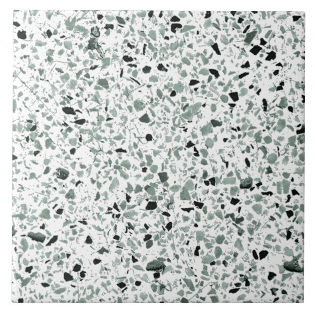 Sage Grönt White Terrazzo Modern Minimal Medium Kakelplatta (Framsidan)