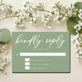 Sage Grönt White Typography Bröllop Kinely Reply OSA Kort