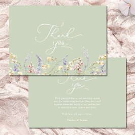 Sage Grönt WildblomBaby Shower Tack Kort