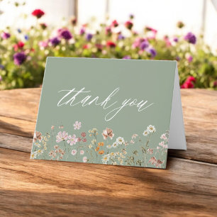 Sage Grönt WildblomBaby Shower Tack Kort