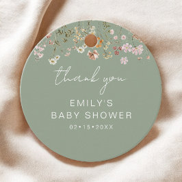 Sage Grönt WildblomBoho Baby Shower Tack Gåvor Etiketter