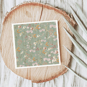 Sage Grönt WildblomBoho Bröllop i Bloom Garden Pappersservett