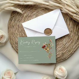 Sage Grönt WildblomBoho-Bröllop OSA Card