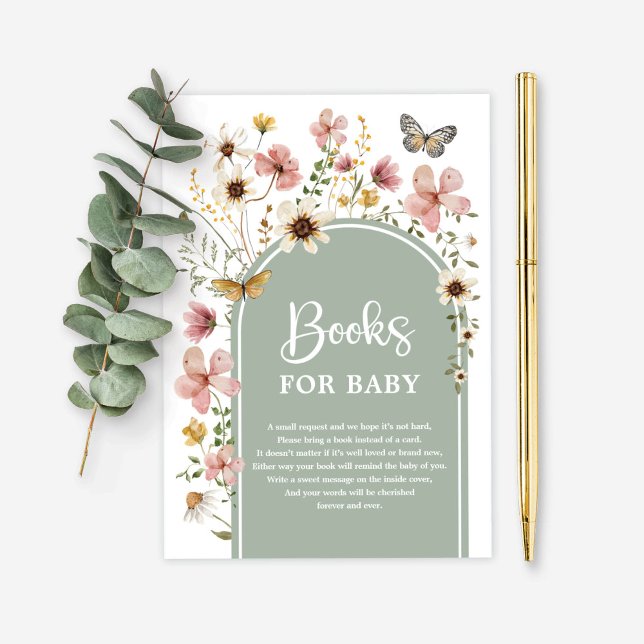 Sage Grönt WildblomButterfly Bokar för Baby Tilläggskort (Skapare uppladdad)