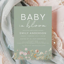 Sage Grönt Wildblomma Baby i Bloom Baby Shower