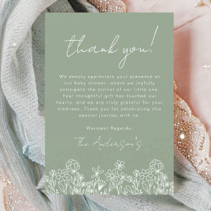 Sage Grönt Wildblomma Baby i Bloom Baby Shower Tack Kort
