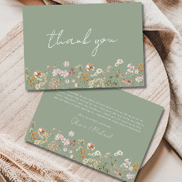 Sage Grönt Wildblomma Baby i Bloom Baby Shower Tack Kort