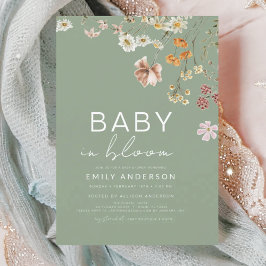 Sage Grönt Wildblomma Baby i Bloom Shower