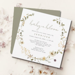 Sage Grönt Wildblomma Baby in Bloom Baby Shower Inbjudningar