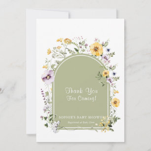 Sage Grönt Wildblomma Baby in Bloom Baby Shower Tack Kort