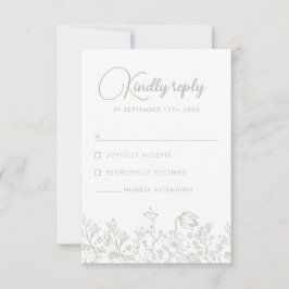 Sage Grönt WildblommBlommigt Elegant bröllop OSA Kort