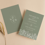 Sage Grönt WildblommBoho Bröllop Modern Monogram Inbjudningar<br><div class="desc">Sage Grönt WildblommBoho Bröllop Modern Monogram-inbjudan. Anpassa enkelt genom att ersätta varje info. Kontrollera förhandsgranskningen innan du lägger till i kundvagn.</div>