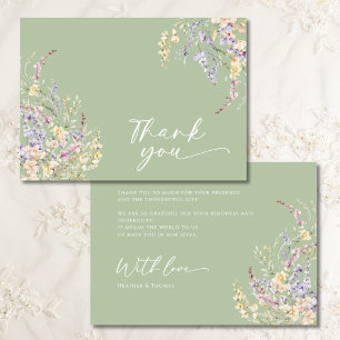 Sage Grönt Wildblomme Baby Shower - tack för ditt Kort