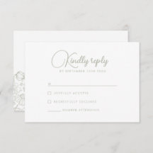 Sage Grönt Wildblomme Elegant bröllop OSA kort