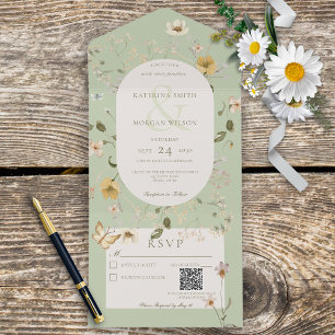 Sage Grönt Wildblomme Ram QR-kod