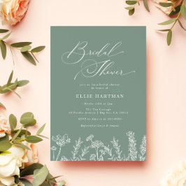 Sage Grönt WildblommInbjudningskort för möhippan Inbjudningar