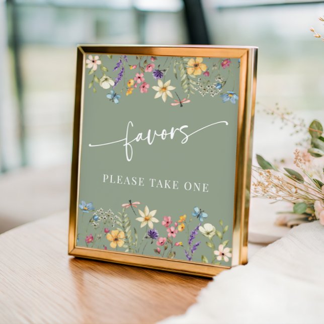 Sage Grönt WildblommMöhippa Bord Sign Poster (Skapare uppladdad)