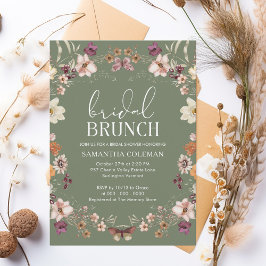 Sage Grönt WildblommMöhippa Brunch Möhippa Inbjudningar