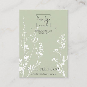 Sage Grönt Wildblommor QR Jewelry Visning Card