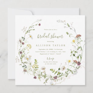 Sage Grönt WildblommRustic Boho Möhippa Inbjudningar