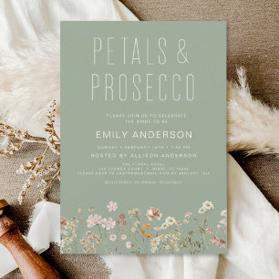 Sage Grönt WildblomPetals & Prosecco Inbjudningar