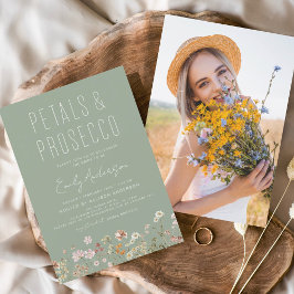 Sage Grönt WildblomPetals & Prosecco Photo Flygblad
