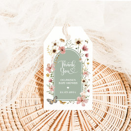 Sage Grönt Wildbloms Meadow Baby Shower-favoriter Presentetikett