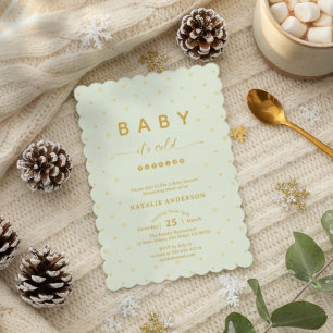 Sage Grönt Winter Det är Kallet utanför babydusche Inbjudningar