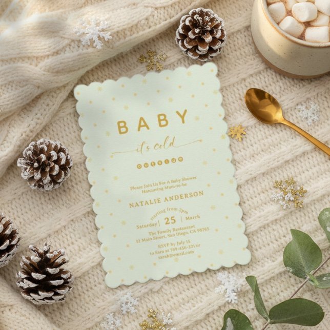 Sage Grönt Winter Det är Kallet utanför babydusche Inbjudningar (Sage Green Winter It's Cold Outside Baby Shower Invitation)