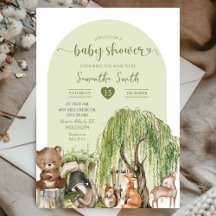 Sage Grönt Woodland Animals Baby Shower